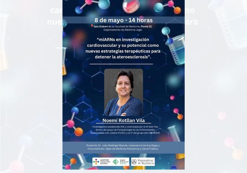 Imatge del esdeveniment:Charla Dra. Rotllan Vila - 8 mayo -14h - Sala Gisbert